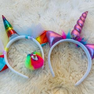 Cute Unicorn Little Girl Bundle: Two Unicorn Headbands & Rainbow Keychain 🦄
